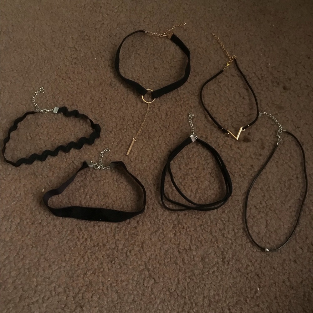 6 black chokers bundle!